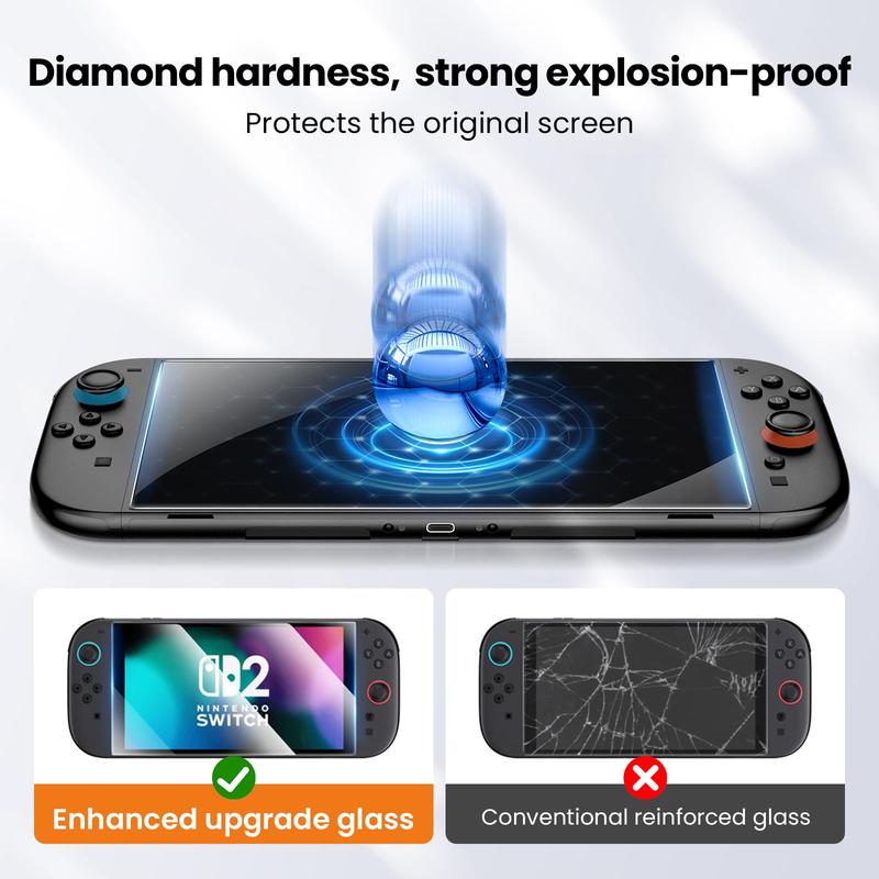 2 Pack for 2025 Nintendo Switch 2 Screen Protector, Tempered Glass Easy Installation/Anti-Scratch/High Definition/9H Hardness for 2025 Nintendo Switch 2 1