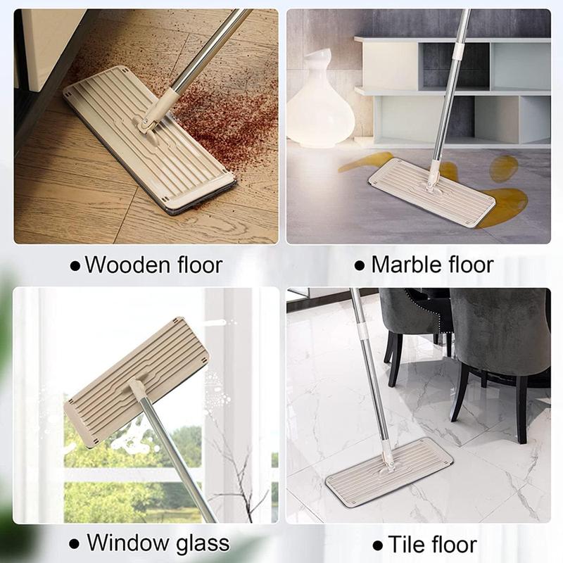 Magic Mop and Bucket Set with Self-Wringing System – 360° Swivel, Adjustable Stainless Steel Handle, 2 Reusable Microfiber Pads – Hands-Free Floor Cleaner for Easy Home Cleaning on All Floor Types 7