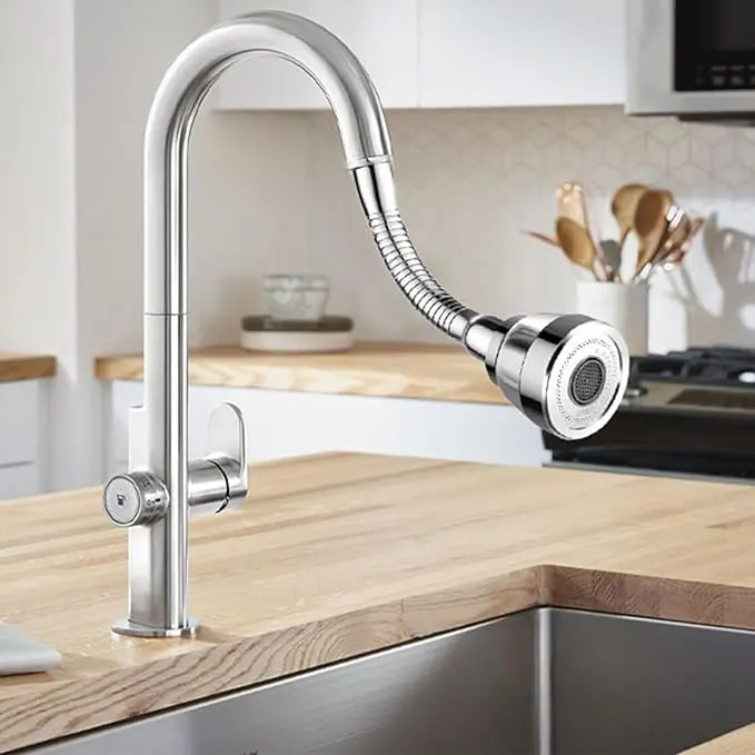 Kitchen Tap Spray Head - 360° Swivel Kitchen Tap Extension - 3 Water Flow Modes Faucet Extender Tap Attachment - 22mm/24mm Compatible - Fits Standard Tap Adapter for Kitchen Sink 0