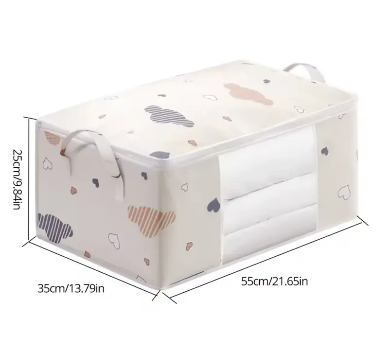 Large Capacity Clothes Storage Bag Organizer With Reinforced Handle Suitable For Blankets Bedding Foldable With Sturdy Zipper 4