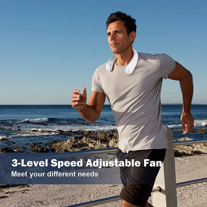 Portable Neckband Fan Bladeless Lazy Neck Hanging Cooler USB Rechargeable small Cable Button 2