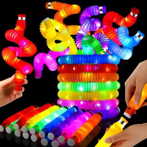 Light Up Pop Tube Creative Sensory Toy, Stress Relief Toy, Fun Party Favors, Decorative Toy, Luminous Retractable Tubes Toy, Birthday Party Toy