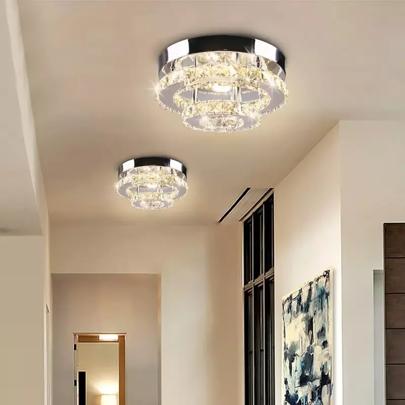 Modern LED Crystal Ceiling Light Chandelier Living Room Hallway Pendant Lamp 0
