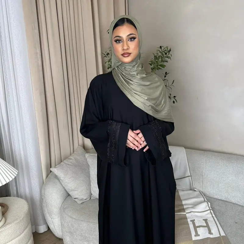 Wafa nida Black Closed Abaya 6