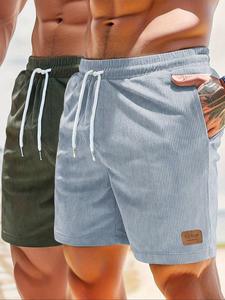 Men's Letter Patched Shorts, Regular Fit Casual Comfy Breathable Drawstring Waist Shorts for Summer, Men's Bottoms for Daily Wear, Clothing