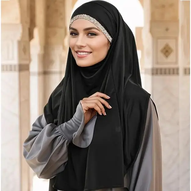 Maryam’s Essential Diamanté Vintage Instant One Piece Tie Back With Niqab Hijab 4