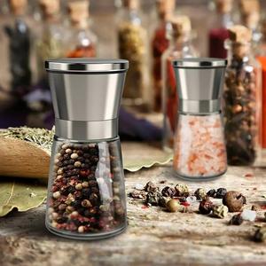 2PCS-Pepper and Salt Grinder Set Mill Adjustable Stainless Steel Shaker Coarse