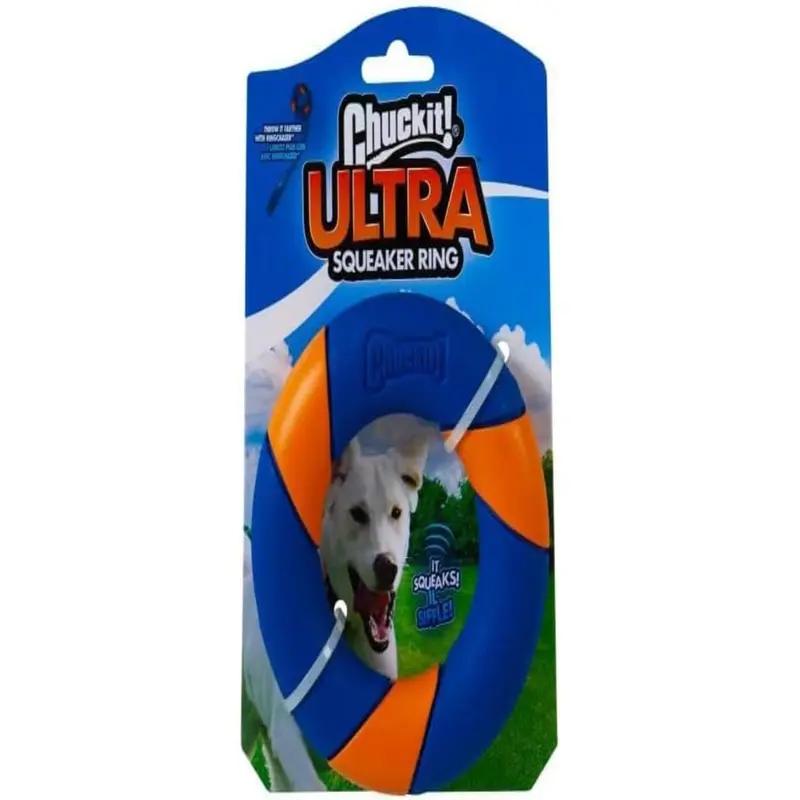 Chuckit! Ultra Squeaker Ring Dog Toy, Outdoor Fetch and Chase Toy for All Breed Sizes, multi-color 0