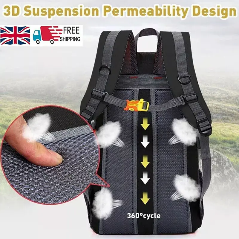 40L Large Waterproof Backpack Bag Camping Walking Hiking Outdoor Travel Rucksack 3