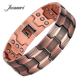 Jecanori Copper Bracelets for Men,3X Ultra Strength Magnets(3800 Gauss) Magnetic Bracelets,Magnetic Wristband Brazaletes for Anniversary,Adjustable Size&Jewelry Gift Box