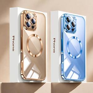 Magnetic Wireless Charging Phone Case with Lens Protector, Shockproof Phone Protective Cover, Phone Accessories Compatible with iPhone 16 15 14 13 12 11 Pro Max, Casing