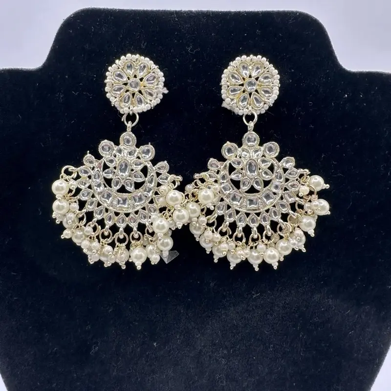 White Kundan Earrings for Women - Traditional Indian Jewellery
