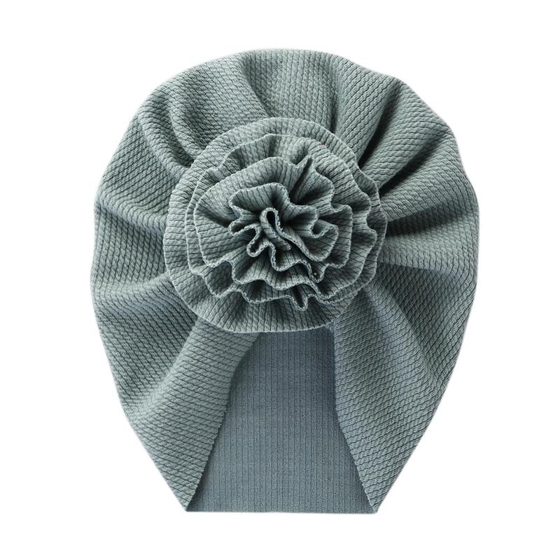 Product Introduction of Big Blossom Flower Ribbed Turban Baby Hats Topknot Cotton Cap Toddler Boy Girl Headwraps Bonnet Newborn Beanies Kids Accessories 4