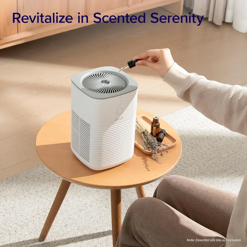 2025NEW-LEVOIT Air Purifier for Home Bedroom, Dual HEPA Filters with Aromatherapy Diffuser, Quiet Sleep Mode, Air Cleaner for Smoke, Allergies, Pet Dander, 100% Ozone Free, Air Frenshener, LV-H128, Gray 2