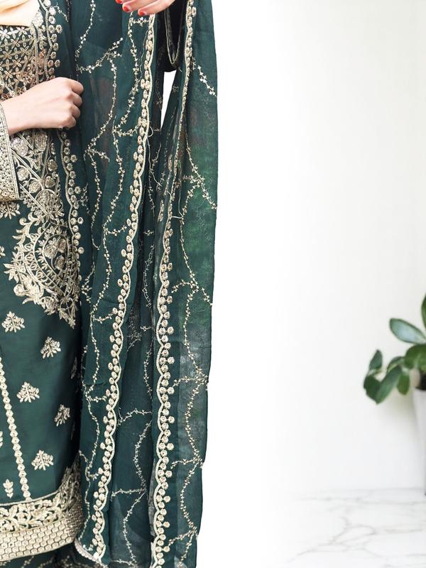 3 Pcs Asian  Embroidered Suit/Dress | Pakistani/Indian Kameez Salwar | 2025 Fashion | Formal/Occasional Wear For Women | Zahra B's Collection Womenswear Embroidery Elegance Comfort 3