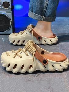 Men's Casual Hollow Out Design Clogs, New Style Comfortable Breathable Clogs for Men Student, Fashionable Shoes for Summer Beach Vacation, Unique Sandals, Thick Bottom Slippers
