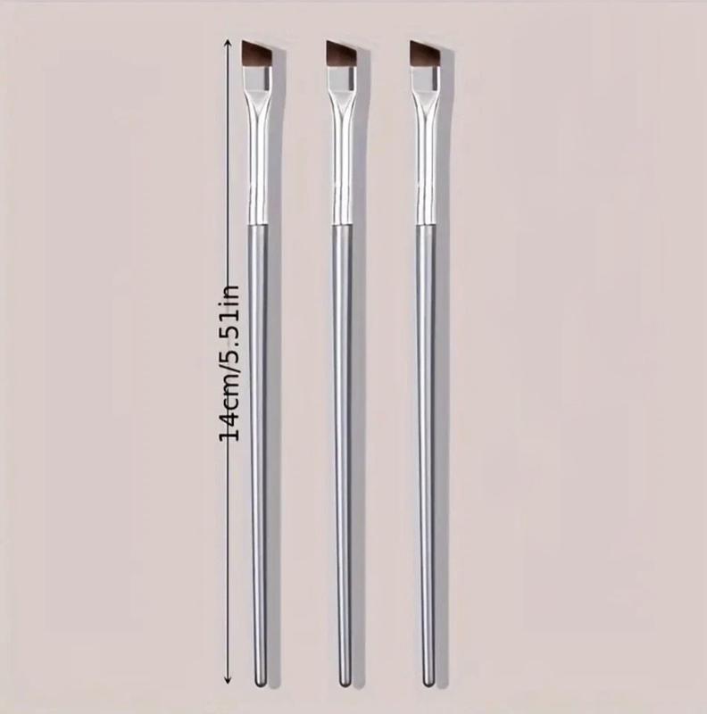 Brush Set - 3x Makeup Brush Set Buffer Powder Contour Eyeshadow Blending Eyeliner Silver 2
