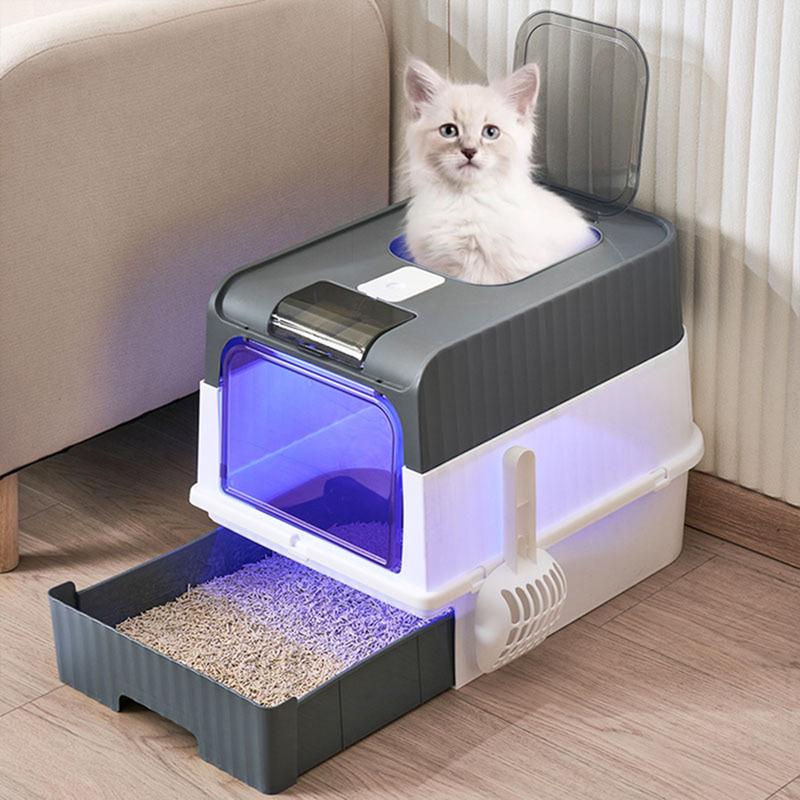 Pets Mood Enclosed Cat Litter Box with UV Sterilization, Odor Control & Easy Cleaning 1