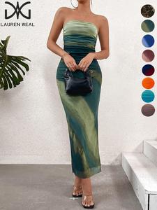 Women's Ruched Tube Dress, Elegant Strapless Dress for Party Evening, Ladies Clothes for All Seasons