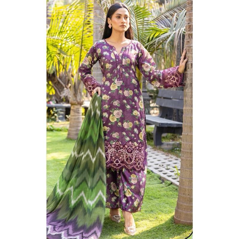 Designer LAWN embroidered 3pcs Asian salwar kameez suit 4