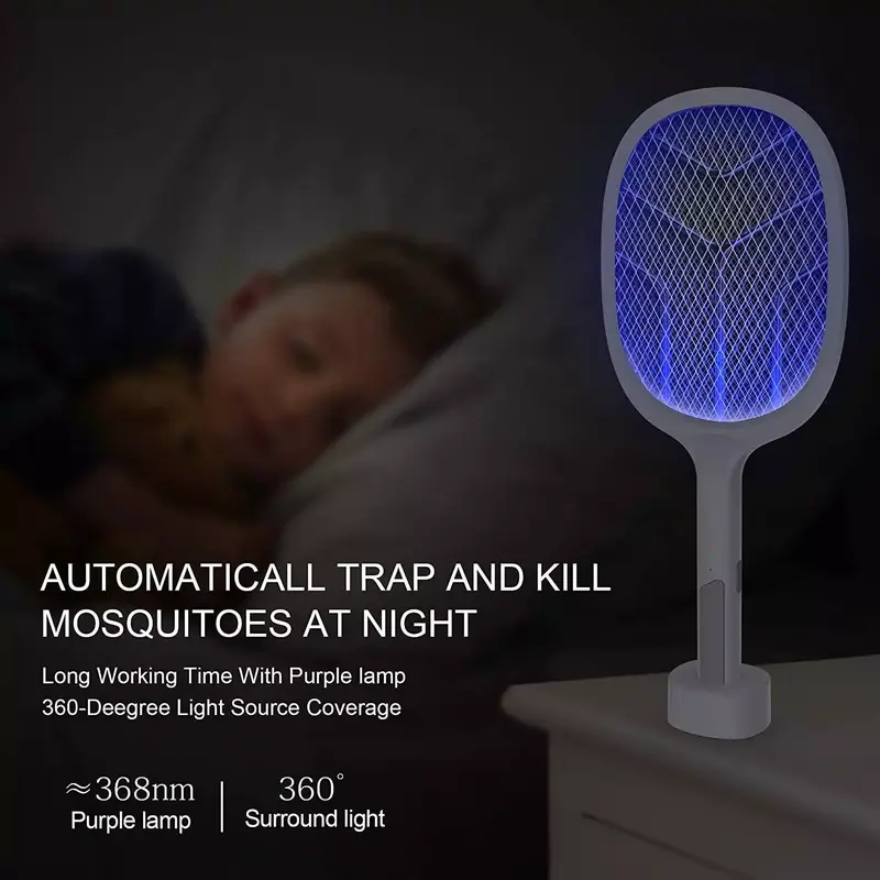 Bug Zapper Racket Fly Killer Electric Wasp Mosquito Insect Pest Swatter Bat USB 2