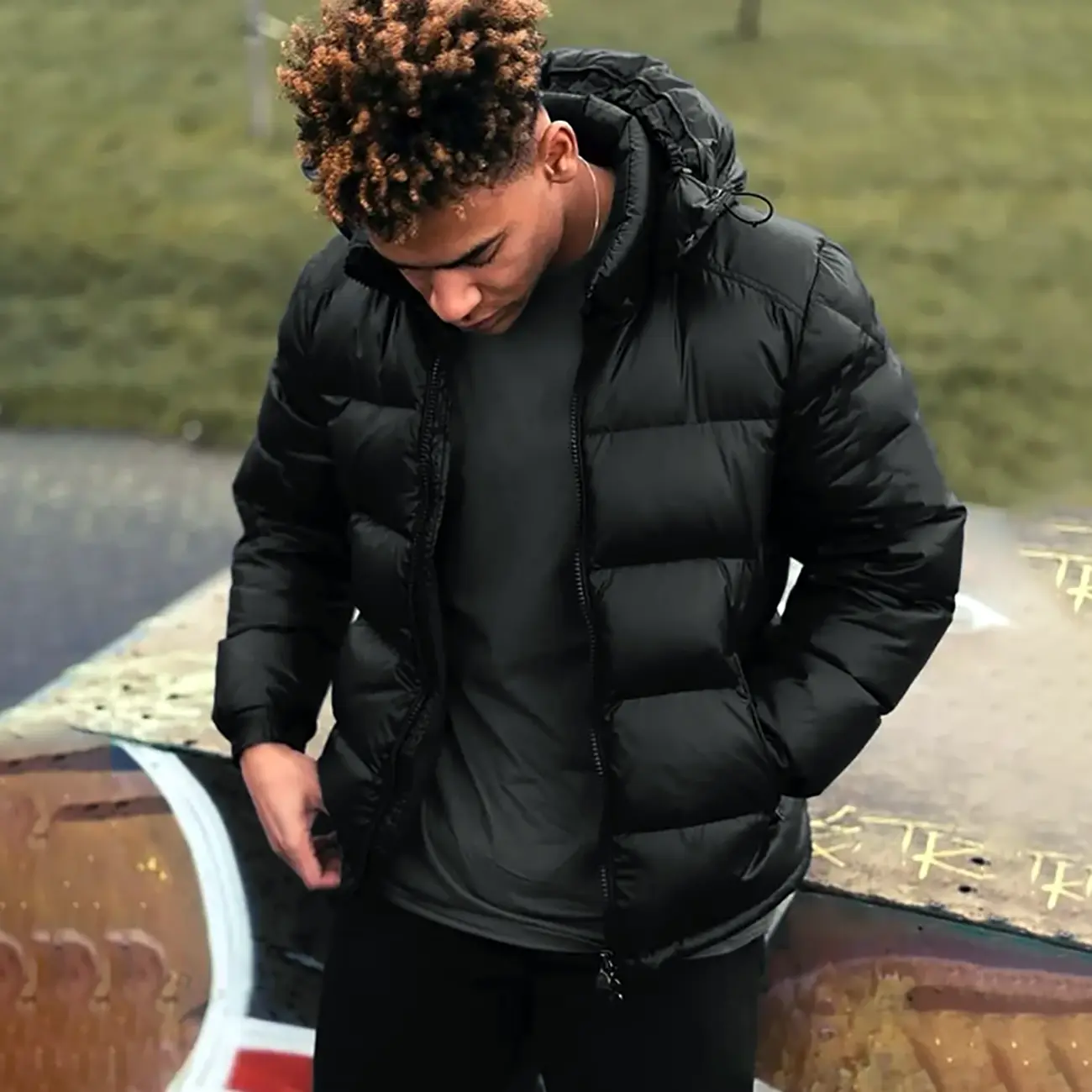 54 FLORAL ESSENTIAL ZIP UP HOOD PUFFA PUFFER BUBBLE PADDED JACKET COAT WINTER BLACK NAVY ZIPPER TOP BIG OVERSIZED FREE WORLDWIDE DELIVERY FREE RETURNS