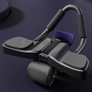 Smart LCD Large Screen Abdominal Roller, Digital Display Rechargeable Elbow Support Muscle Trainer with Phone Holder, Wheel Automatic Rebound Fitness Equipment
