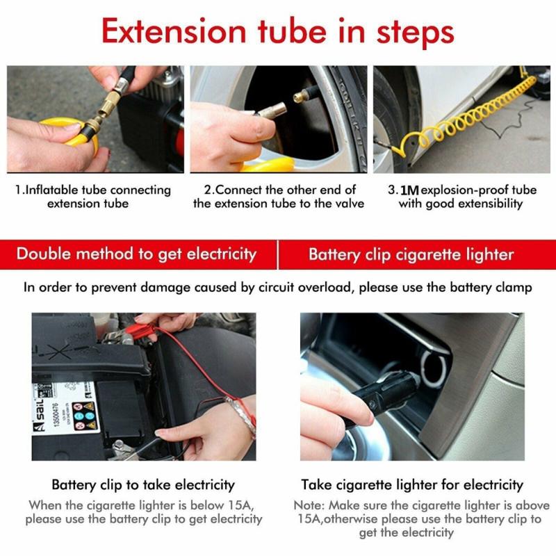 150PSI HEAVY DUTY PORTABLE 12V ELECTRIC CAR TYRE INFLATOR AIR COMPRESSOR PUMP 4