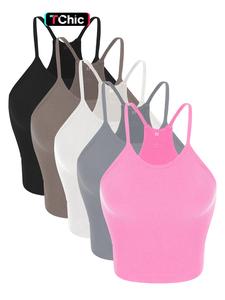 Women's Solid Racerback Sports Tank Top, Breathable Athletic Top, Breathable Comfortable Sports Vest, Ladies Sportswear for Indoor Outdoor Wear