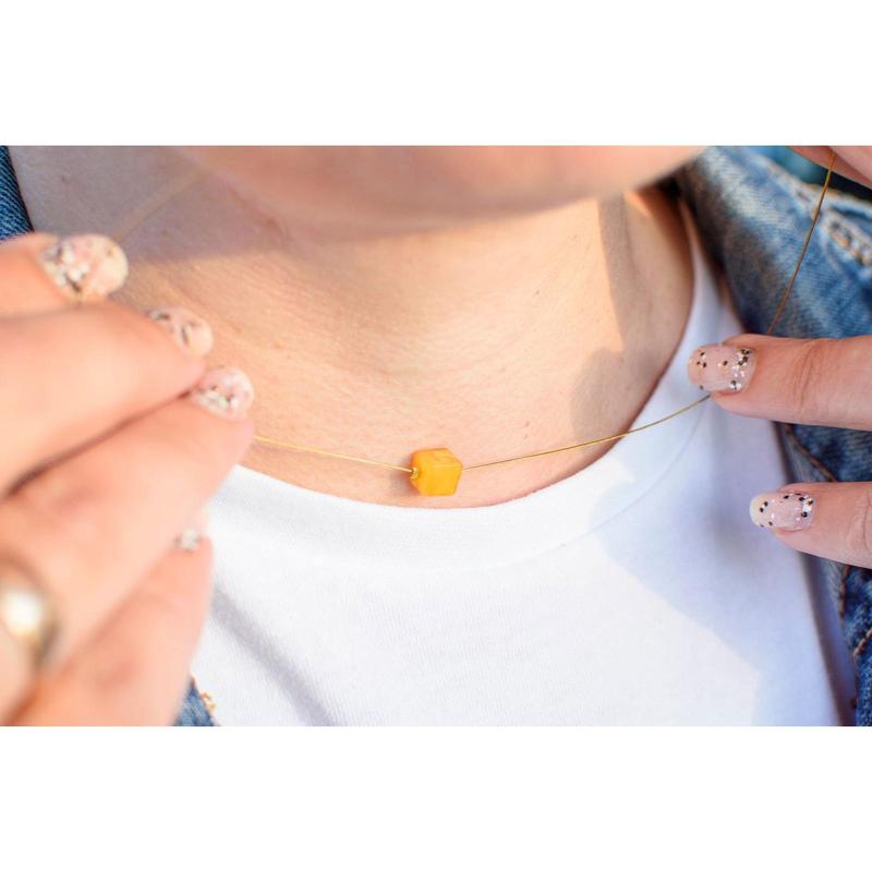 Gold Plated String Baltic Amber Necklace Ausra 1