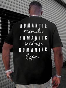 Men's Letter Print Round Neck Tee, Loose Casual Fashion Short Sleeve T-shirt for Summer, Men's Top for Daily Wear, Tropical