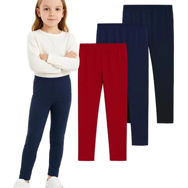 2 Pack Girls Black Leggings Kids Childrens School Cotton Full Length All Ages PLUS Other Colours