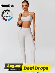 Women's Sports Suit with High Elasticity Bra Pants Set Detachable Chest Cushion All Season Tight Yoga Suit Golf Tennis Outdoor Walking Gym Sports Training Fashionable Versatile, Yoga Outfit Set, Sports Activewear Set, Tennis Attire