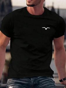 Men's Regular Fit Bird Print Round Neck Tee, Casual Short Sleeve Crew Neck T-shirt for Summer, Fashion Men's Top for Daily Wear, Tropical