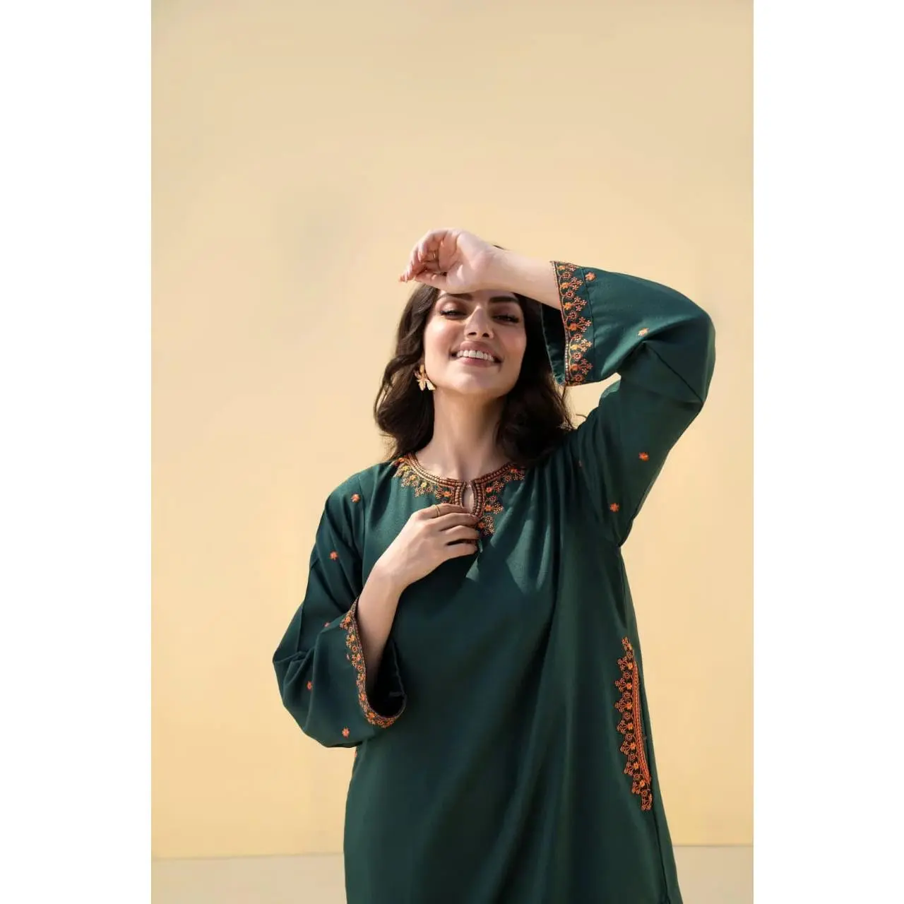 Emerald Green 2 Piece  ready to wear   Shirt & Plazo with Embroidery