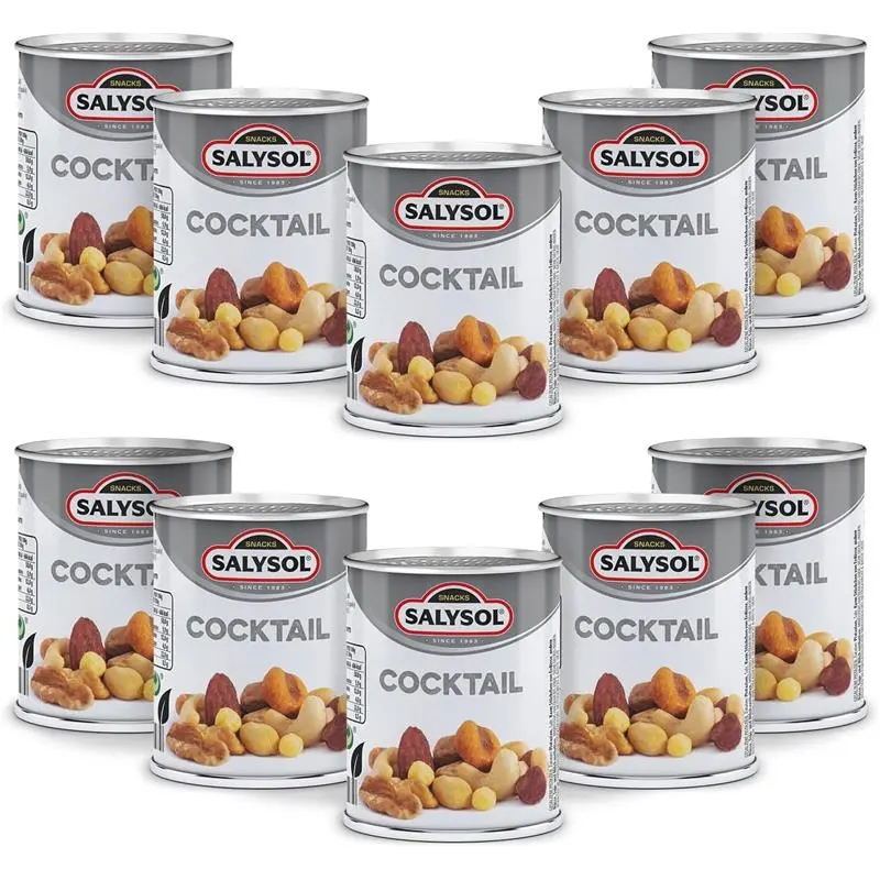 Salysol Snacks Cocktail Nuts 10 x 50g Cans - Blend of Almonds, Cashews, Peanuts, Hazelnuts & More Natural Protein Honey 0