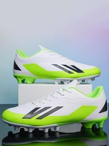 Unisex Colorblock Lace Up Football Shoes, Breathable Comfortable Football Cleats, High Top Football Boots for Training & Competition