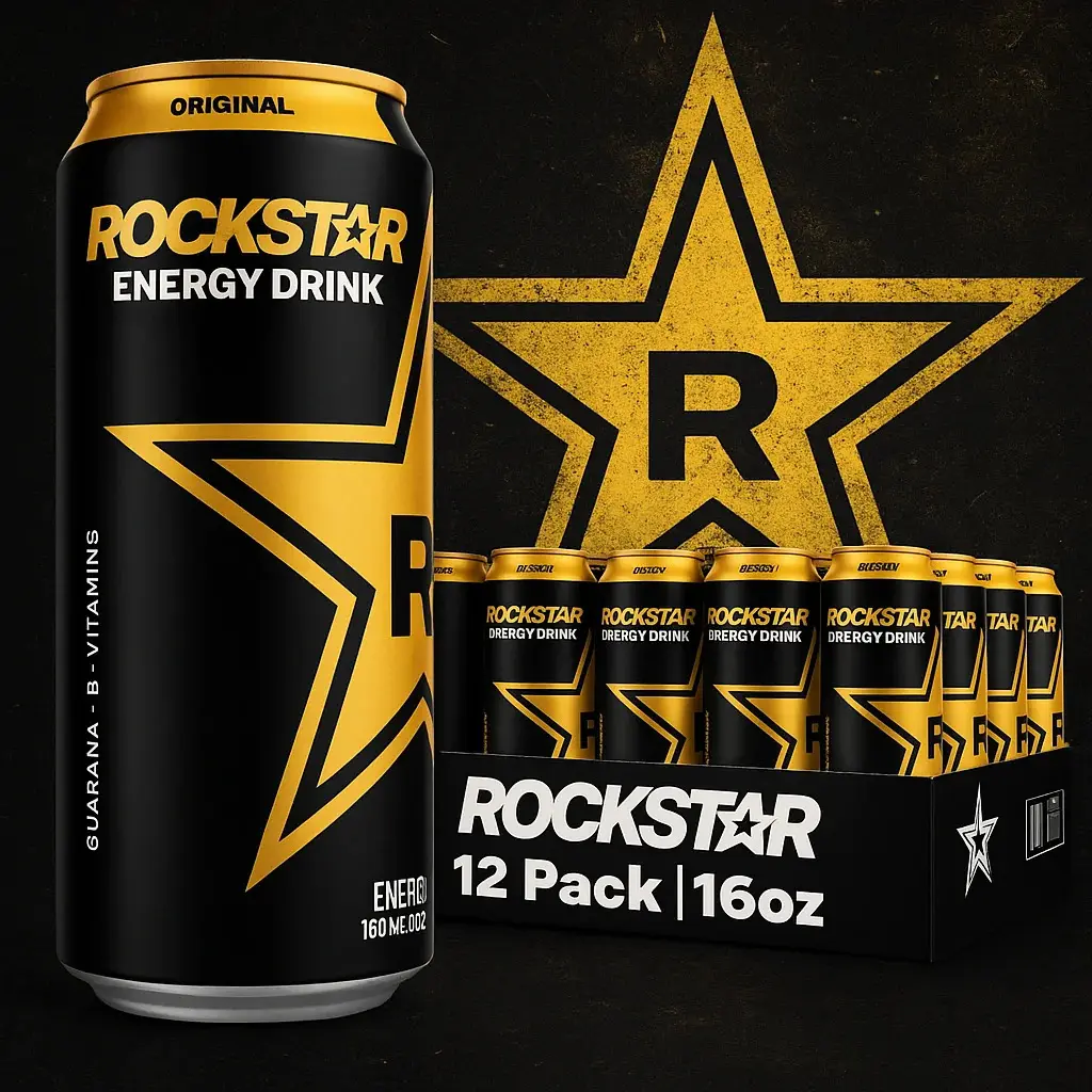 Rockstar Original Energy Drink 500ml (Pack of 12) - Sports Beverage Best Before 31/05/25