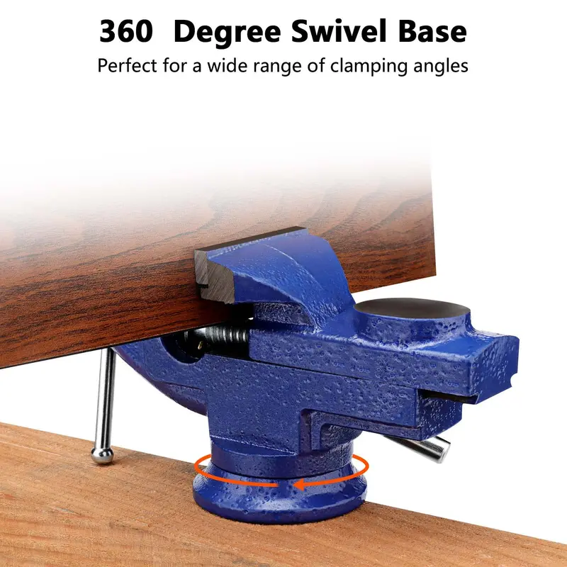 CROWNSHOP Bench Vice 360° Swivel Base Vices forWorkbench Portable Universal Workshop Clamp Adjustable Mini Table Bench Vice Clamp for Workshop Factory 6