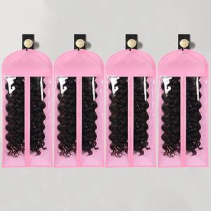 Durable Cover Wig Storage Bag, 4/5pcs Zipper Transparent Dustproof Design Wig Storage Bag with Hook, Heatless Styling Tools for Salon & Home Use, Organiser, Household Items, Pink