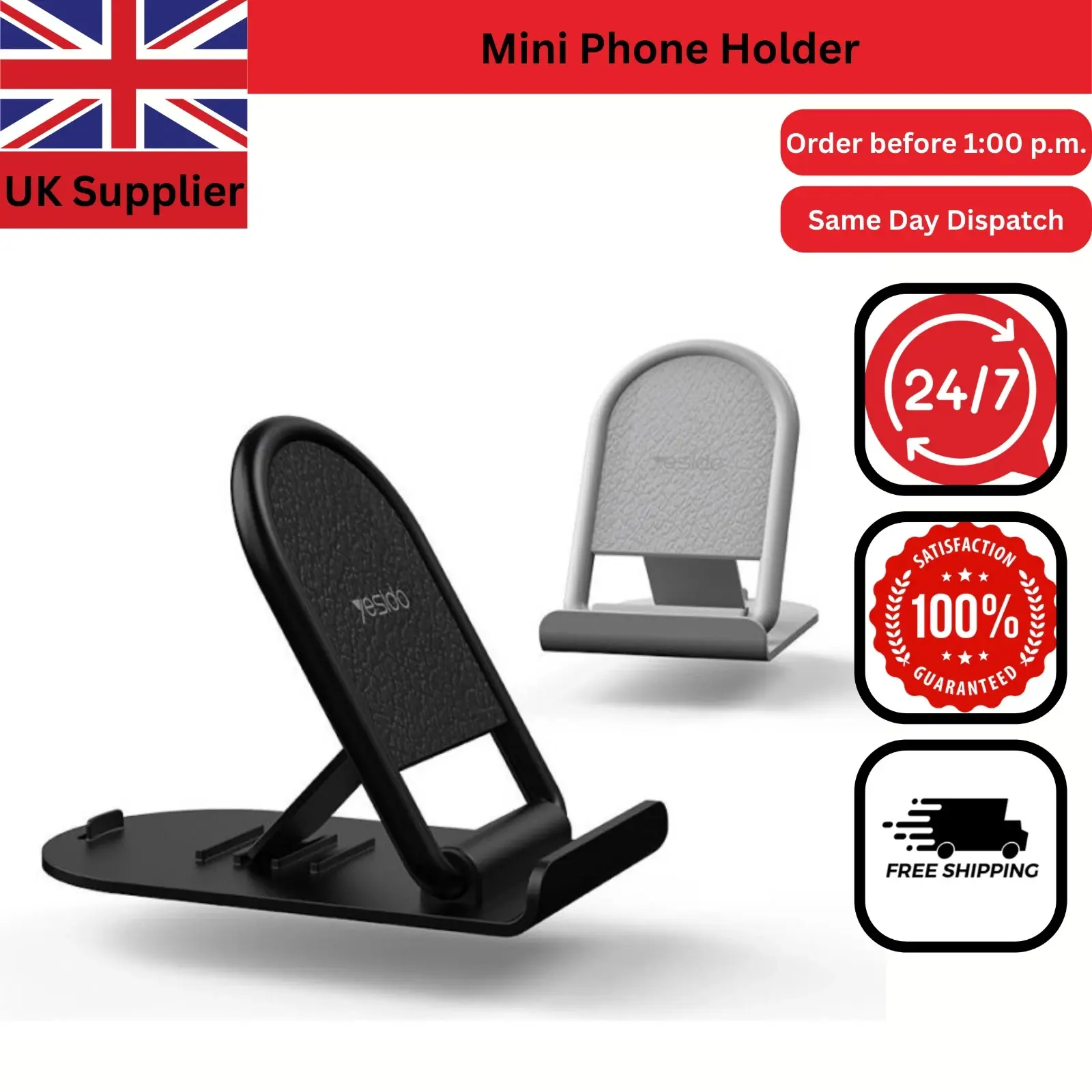 Dual Folding Cell Phone Stand, Fully Adjustable Foldable Desktop Phone Holder Cradle Dock Compatible with Phone 16 15 14 13 12 11 Pro Xs Xs Max Xr X 8, Nintendo Switch, All Phones