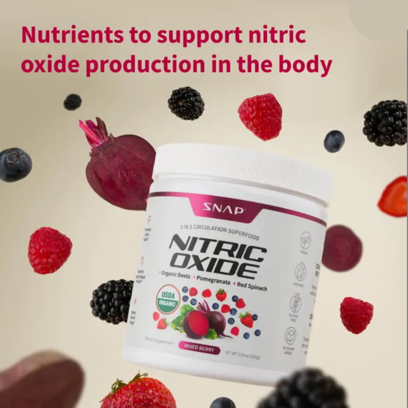 Snap Supplements - USDA Organic Beetroot Powder - 3-in-1 Nitric Oxide Supplement - Support Normal Blood Pressure & Blood Circulation - Mixed Berry 2