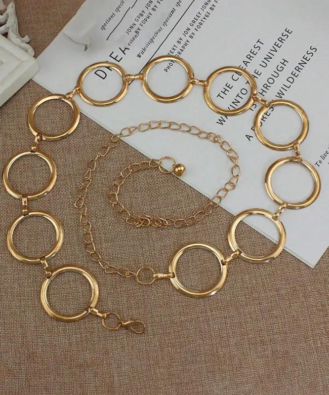 Women's Geometric Circle Body Chain, Simple Punk Metal Waist Chain 1