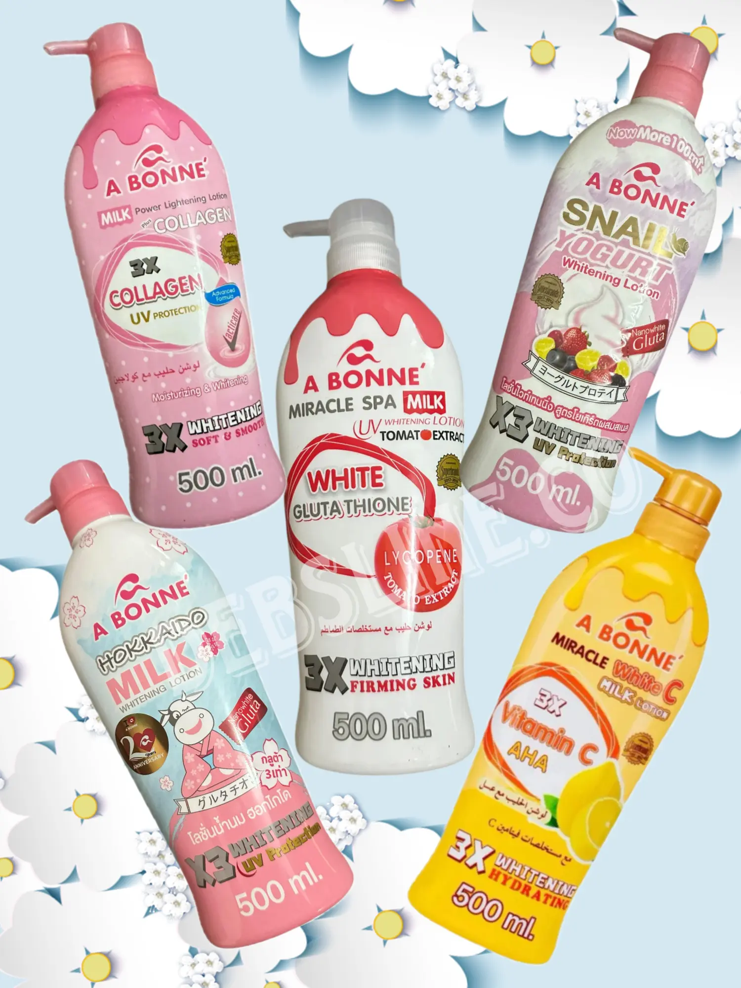 A Bonne 500ml Milk Body Lotion Whitening in 5 Variants Hydrating Skincare Moisturizer Uv Comfort