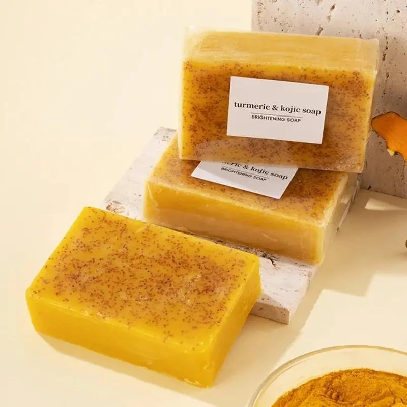 5PCS Turmeric & Kojic Acid Soap - Handmade Brightening Soap with Lemom,Turmeric and Kojic acid,Suitable for Body Wash,Body Care,Cleanser skincare 5