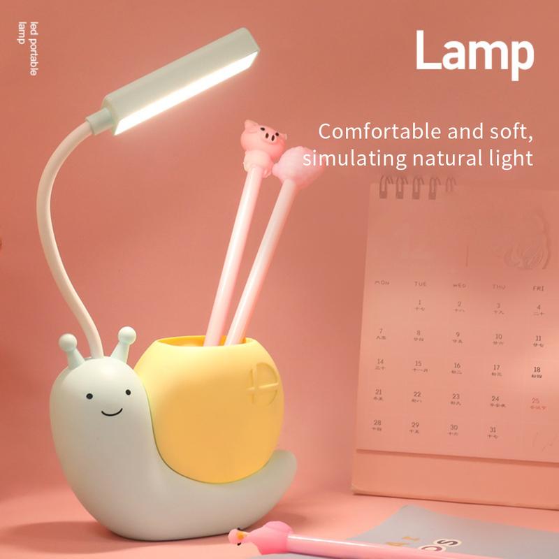 Cartoon Table Lamp Cute Snail Night Light USB Rechargeable LED Table Light Child Eye Protection Desk Lamp Reading Lamp With Pen 4
