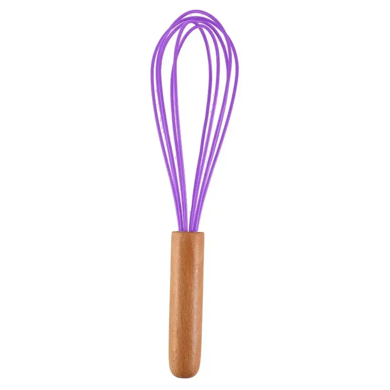 1pc silicone egg beater 10-inch wooden handle manual cake creamer and noodle mixer baking tool 5
