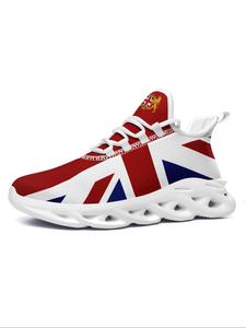 Men's Fashionable Union Jack UK Flag Design Lace-Up Sneakers, Casual Comfortable Breathable Sports Running Shoes, Male All-match Round Toe Shoes for Daily Wear