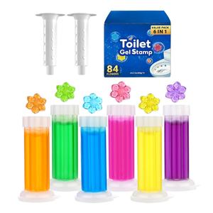 Toilet Cleaning Gel, 6 Counts/box Flower Stamp Toilet Gel, Flower Fragrance Toilet Deodorant Gel, Bathroom Air Freshener, Suitable for Toilet, Bathroom, Household Cleaning Supplies, Toilet Cleaner
