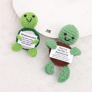 Mini Knitted Emotional Sea Turtle Ornaments for Room Office Table Decor Gift for Friend Family